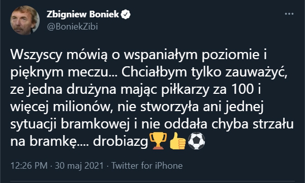 Tak Zbigniew Boniek podsumował finał LM!